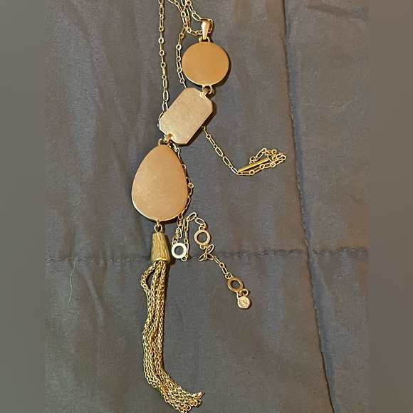 Spartan 449 Gold-tone Necklace with three stones and tassel - Picture 2 of 13